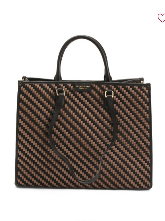 My Best Bag Handbags - My Best Bag Made In Italy Micro Woven Square Tote With Leather Trim